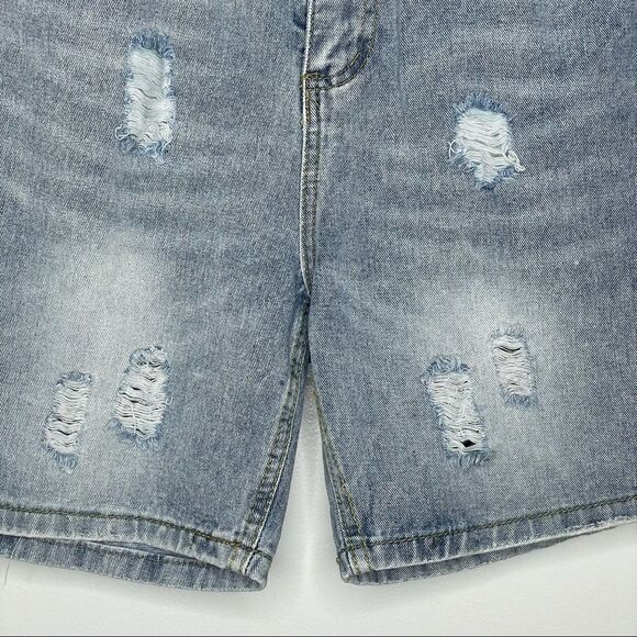 Shein Denim Ripped Distressed Mom Jean Shorts High Rise - Picture 2 of 6